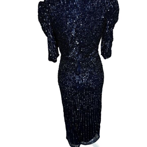 NWT MAC DUGGAL Puff sleeve sequin midi dress size 6 - Picture 5 of 13